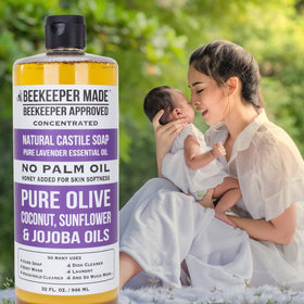 Beessential Natural Castile Soap Lavender in a bathroom setting