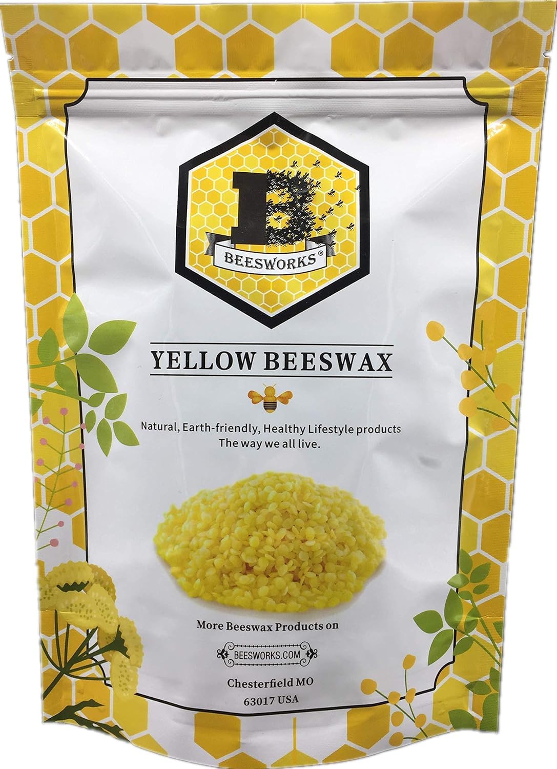BEESWORKS Yellow Beeswax Pellets 3 lb front view