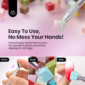 beetles 150Pcs Soft Nail Sponges in use on nails