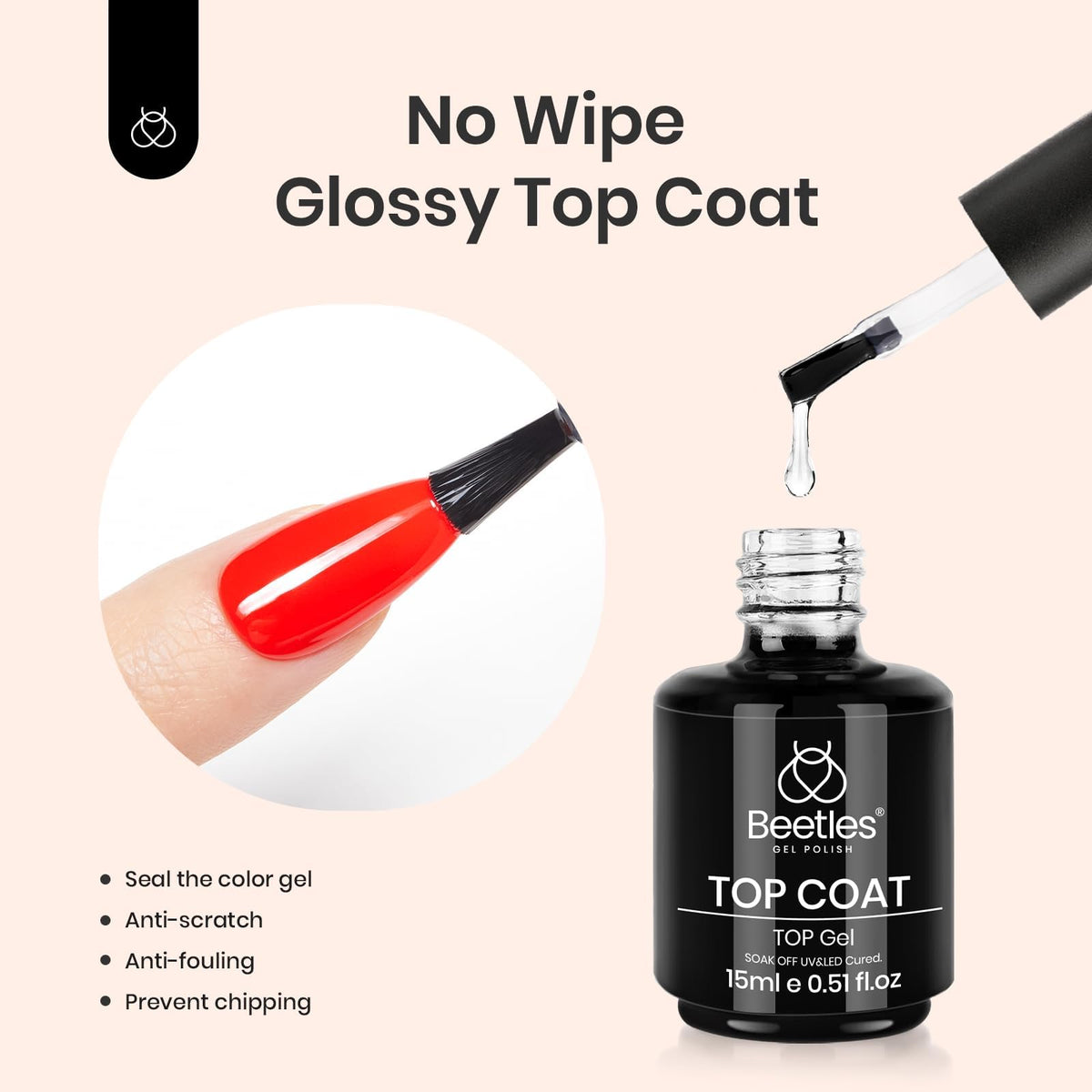 beetles 15ml Matte Top Coat bottle