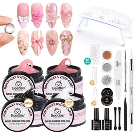 beetles 3D Gel Nail Art Kit front view with nail lamp and tools