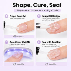 beetles 3D Gel Nail Art with chrome nail powder