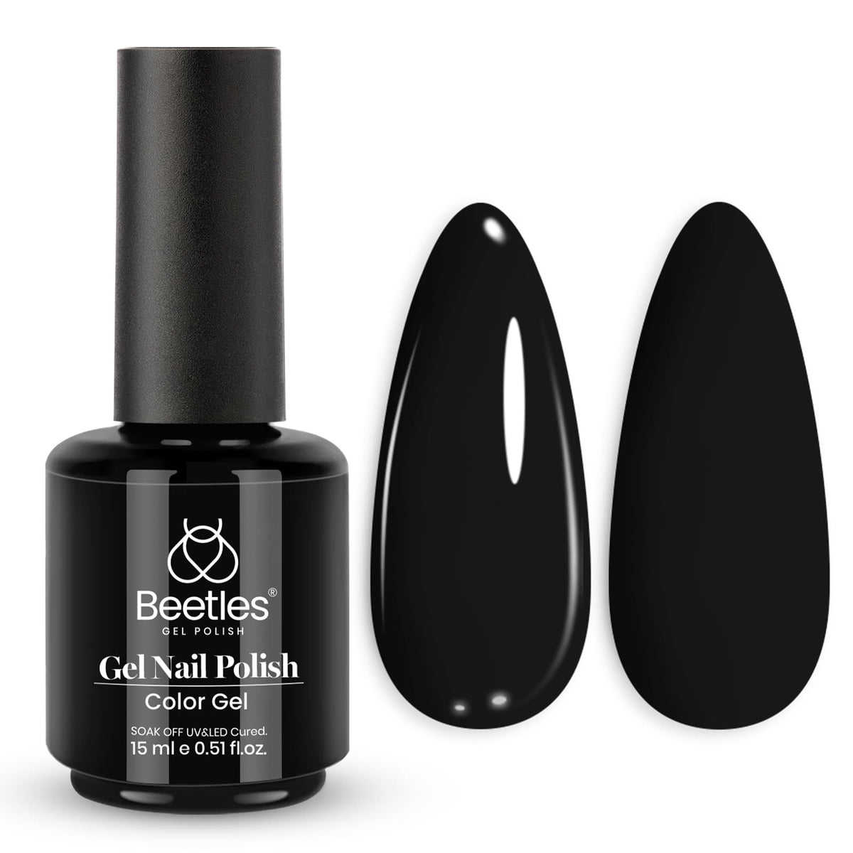 Beetles Black Gel Nail Polish 15ml front view