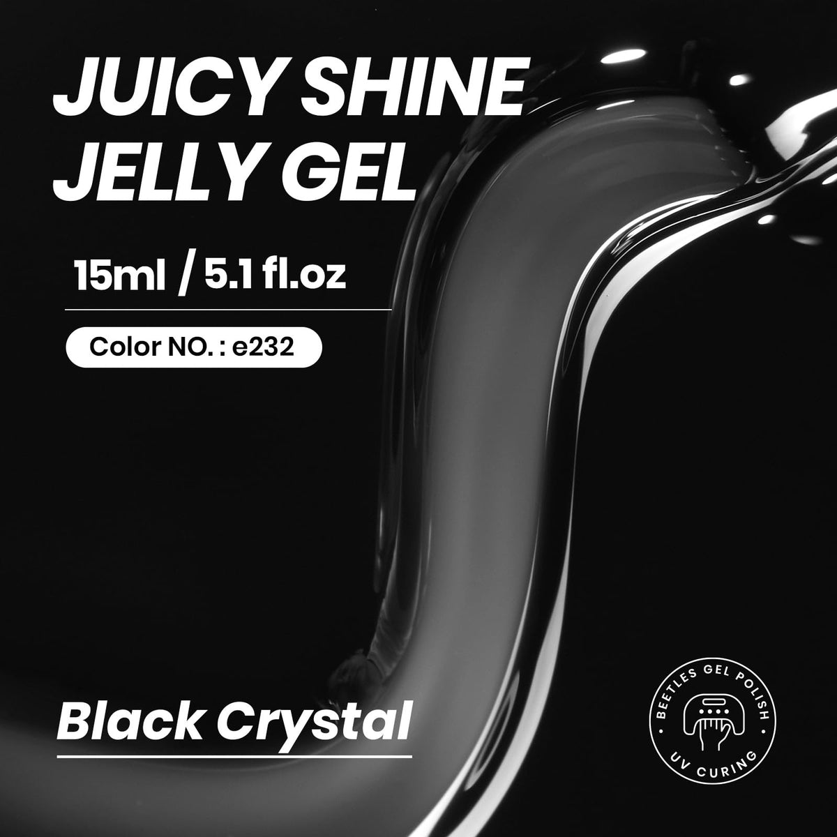 beetles Black Jelly Gel Nail Polish 15ML bottle side view