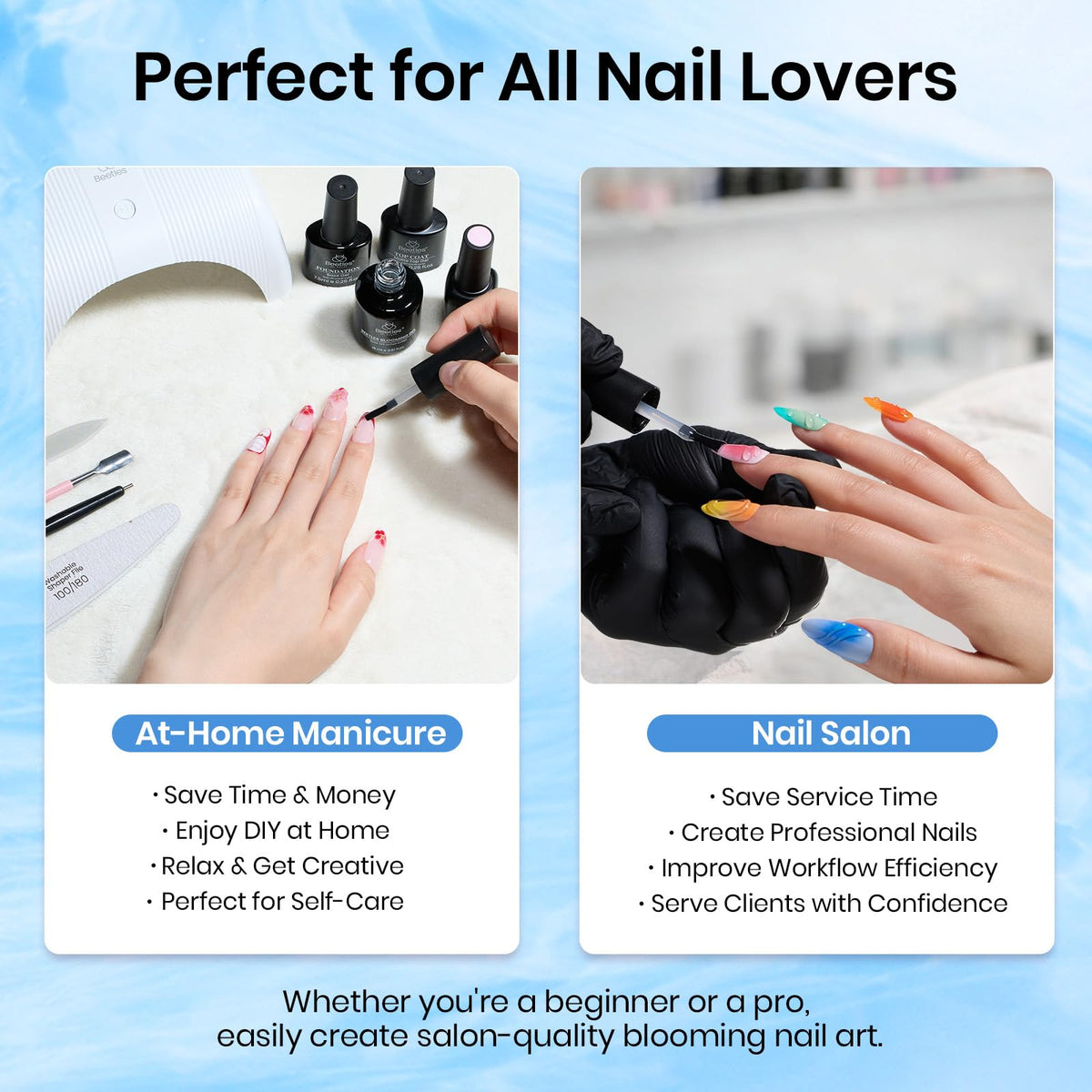 Beetles Blooming Gel 15 ml with nail art tools