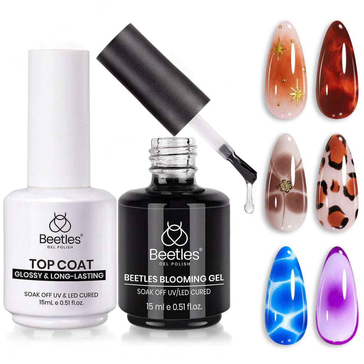 beetles Blooming Gel and Glossy Top Coat Set front view