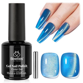 beetles Blue Cat Eye Gel Nail Polish 15ML front view