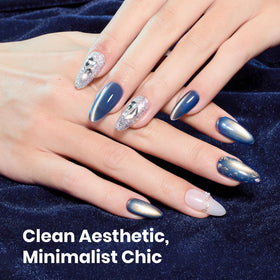 Beetles Blue Cat Eye Gel Nail Polish applied on nails