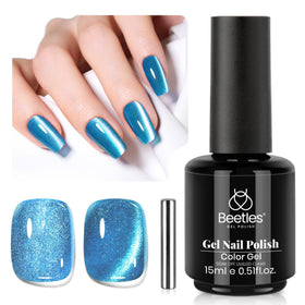 beetles Blue Cat Eye Gel Polish 15ML bottle front view