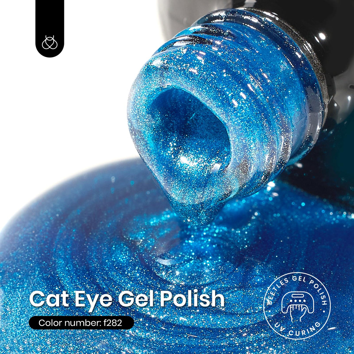 beetles Blue Cat Eye Gel Polish application on nails