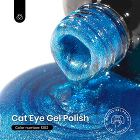 beetles Blue Cat Eye Gel Polish application on nails
