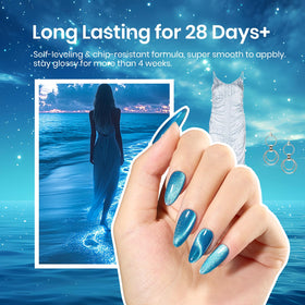 beetles Blue Cat Eye Gel Polish glitter close-up