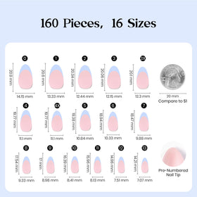 Beetles Blue French Tips Press On Nails in short almond shape
