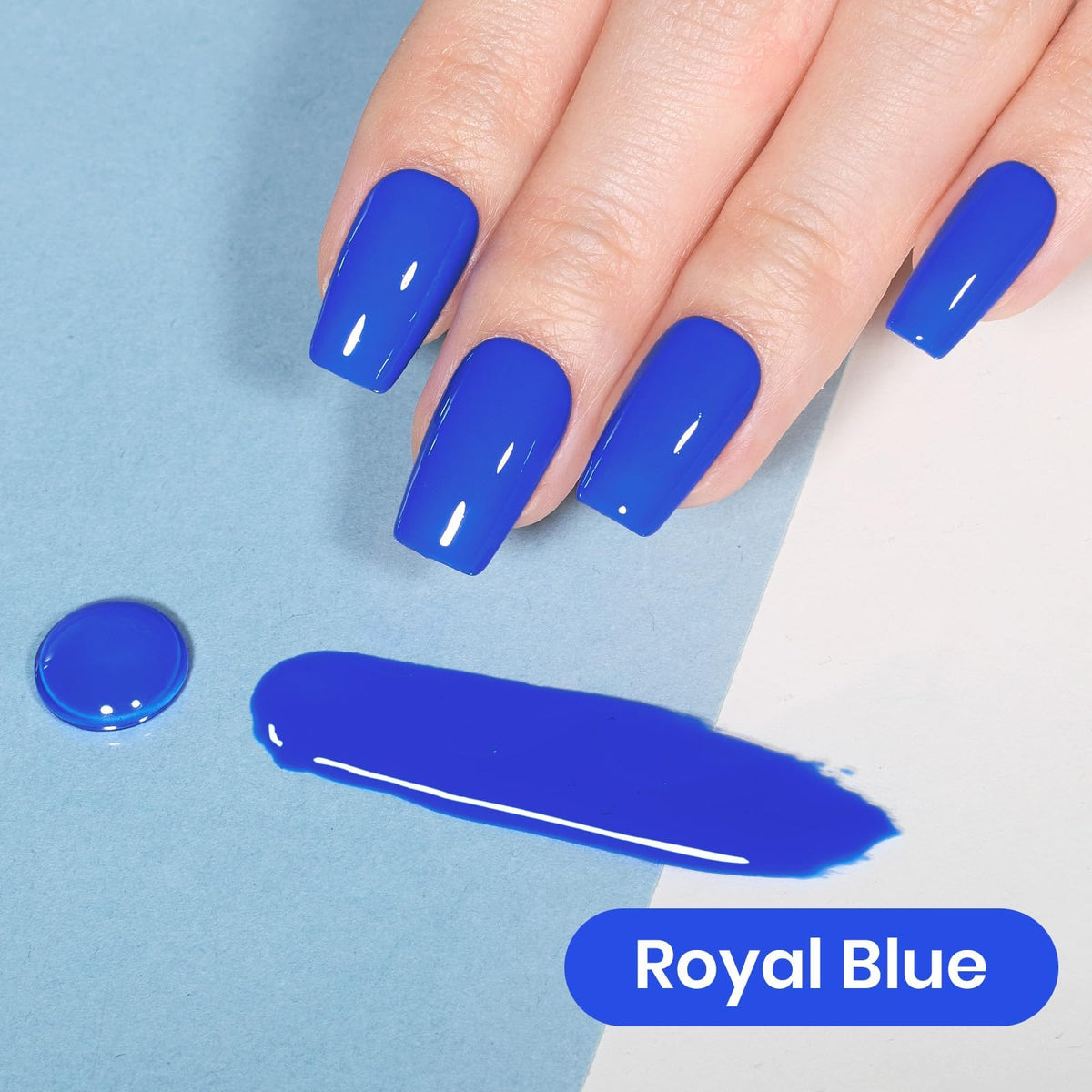 Beetles Blue Gel Polish applied on nails
