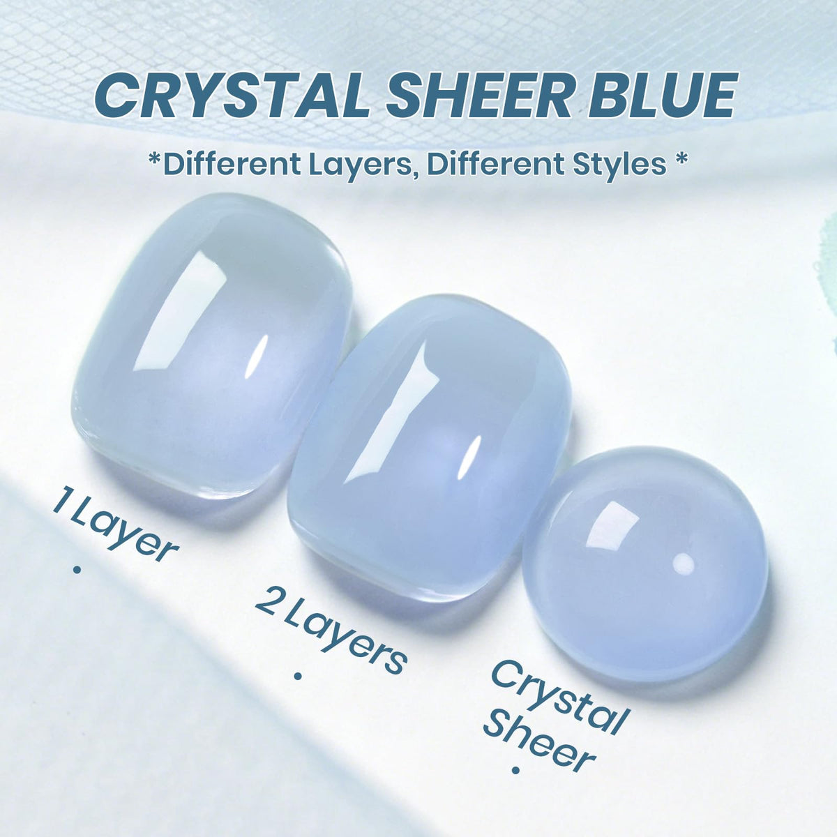Beetles Blue Jelly Gel Nail Polish 15ML Silent Tide applied on nails