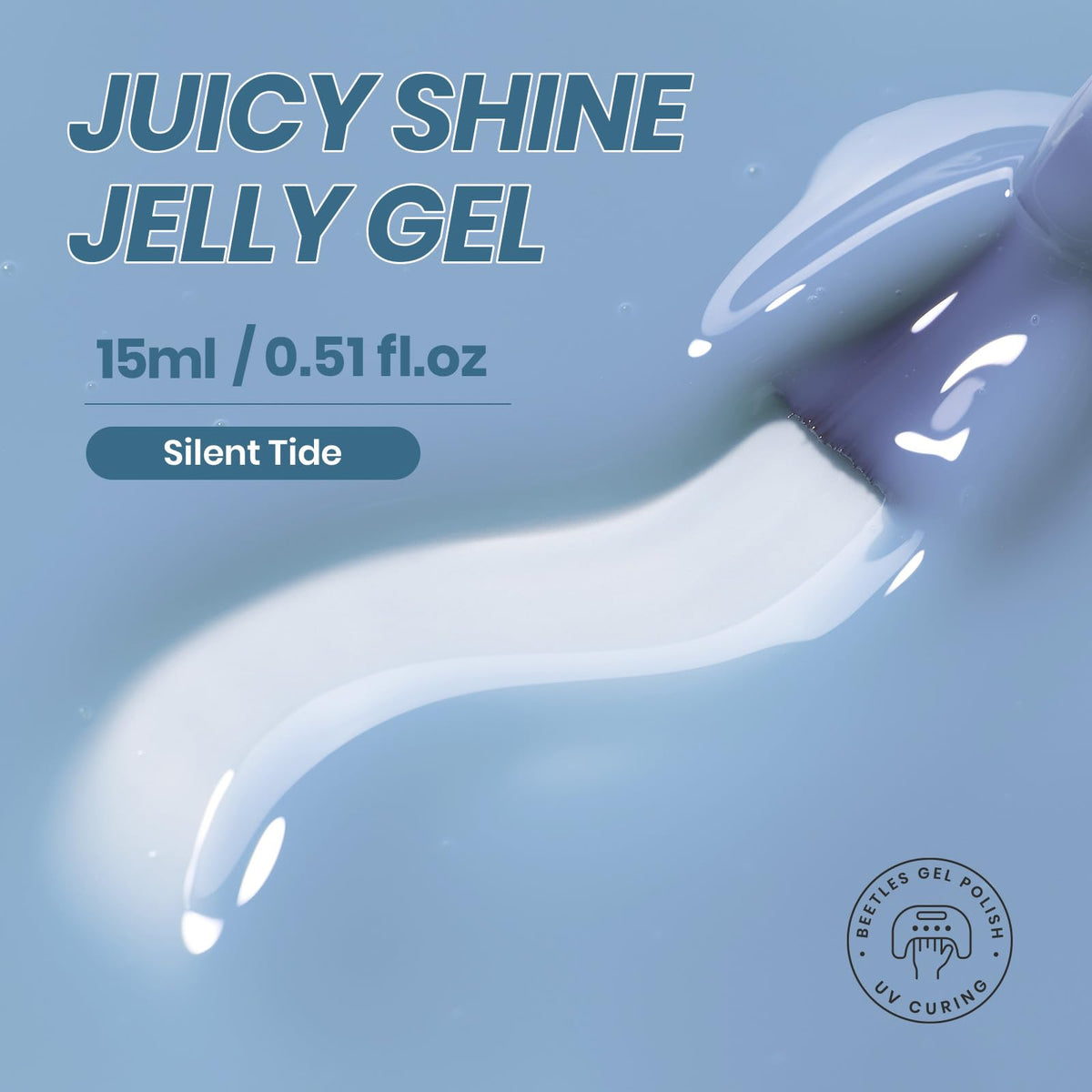 Beetles Blue Jelly Gel Nail Polish 15ML Silent Tide bottle with cap