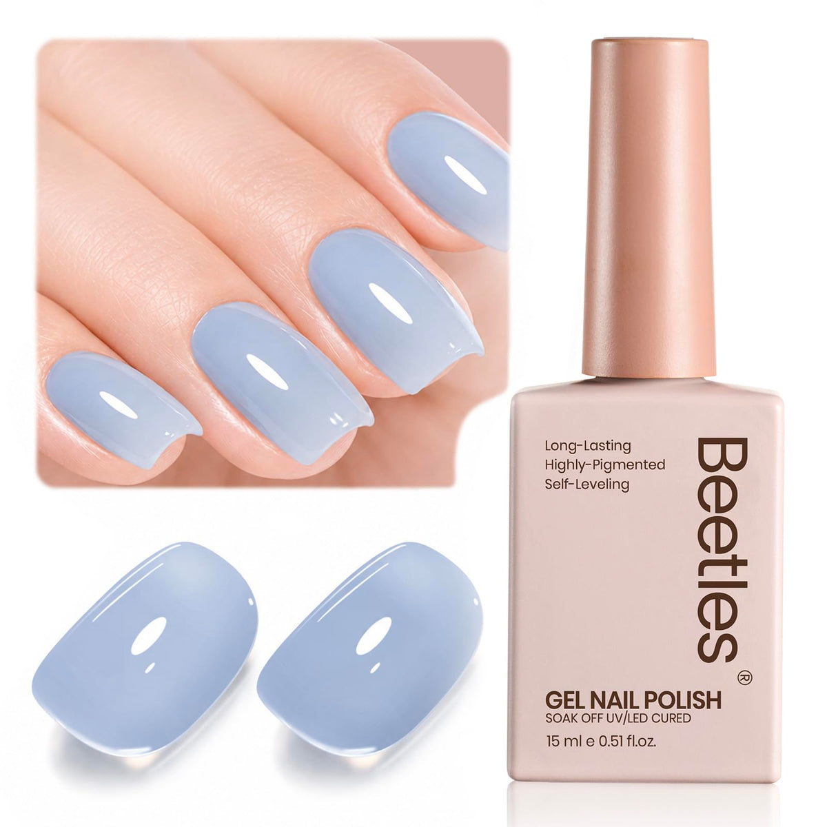 Beetles Blue Jelly Gel Nail Polish 15ML Silent Tide front view