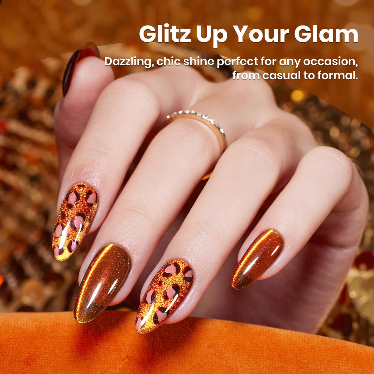 beetles Brown Cat Eye Gel Nail Polish 15ML amber glint side view