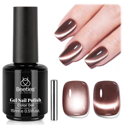 Beetles Brown Cat Eye Gel Nail Polish 15ML front view