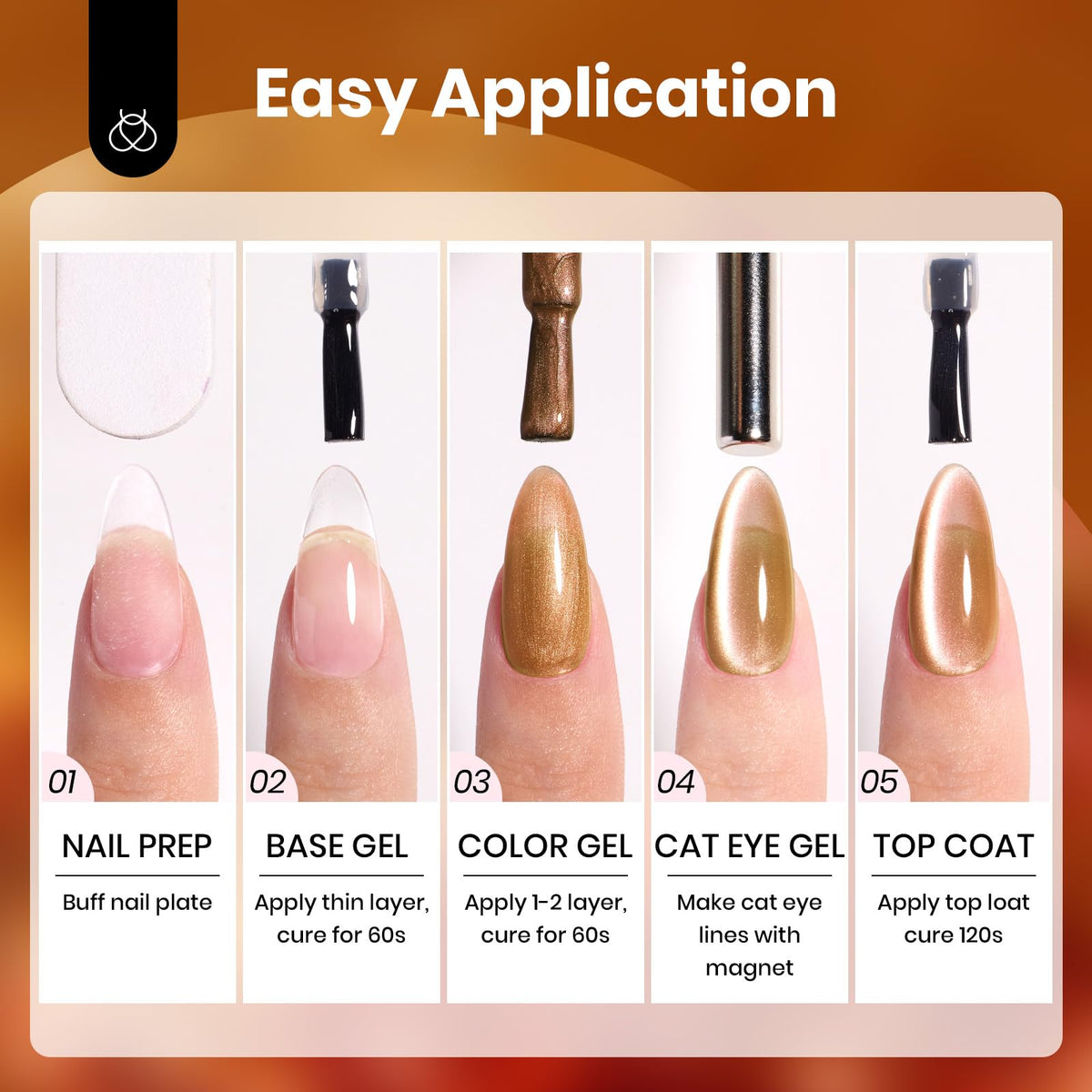 beetles Brown Cat Eye Gel Nail Polish 15ML packaging display