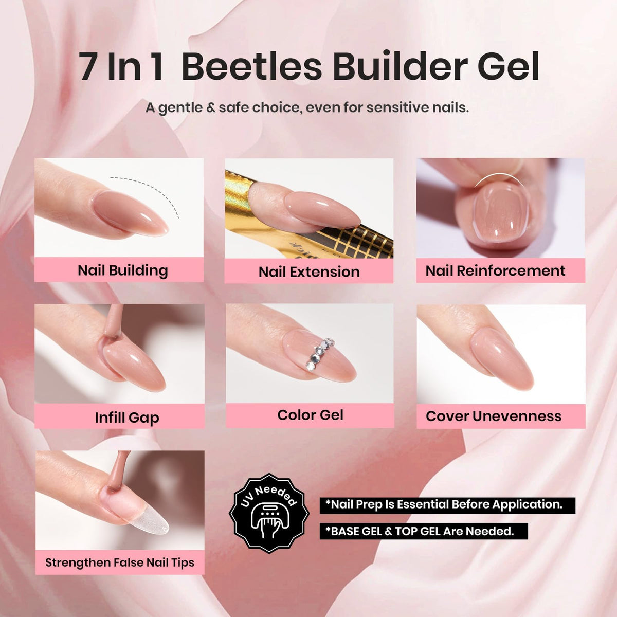 beetles Builder Gel application brush and gel close-up