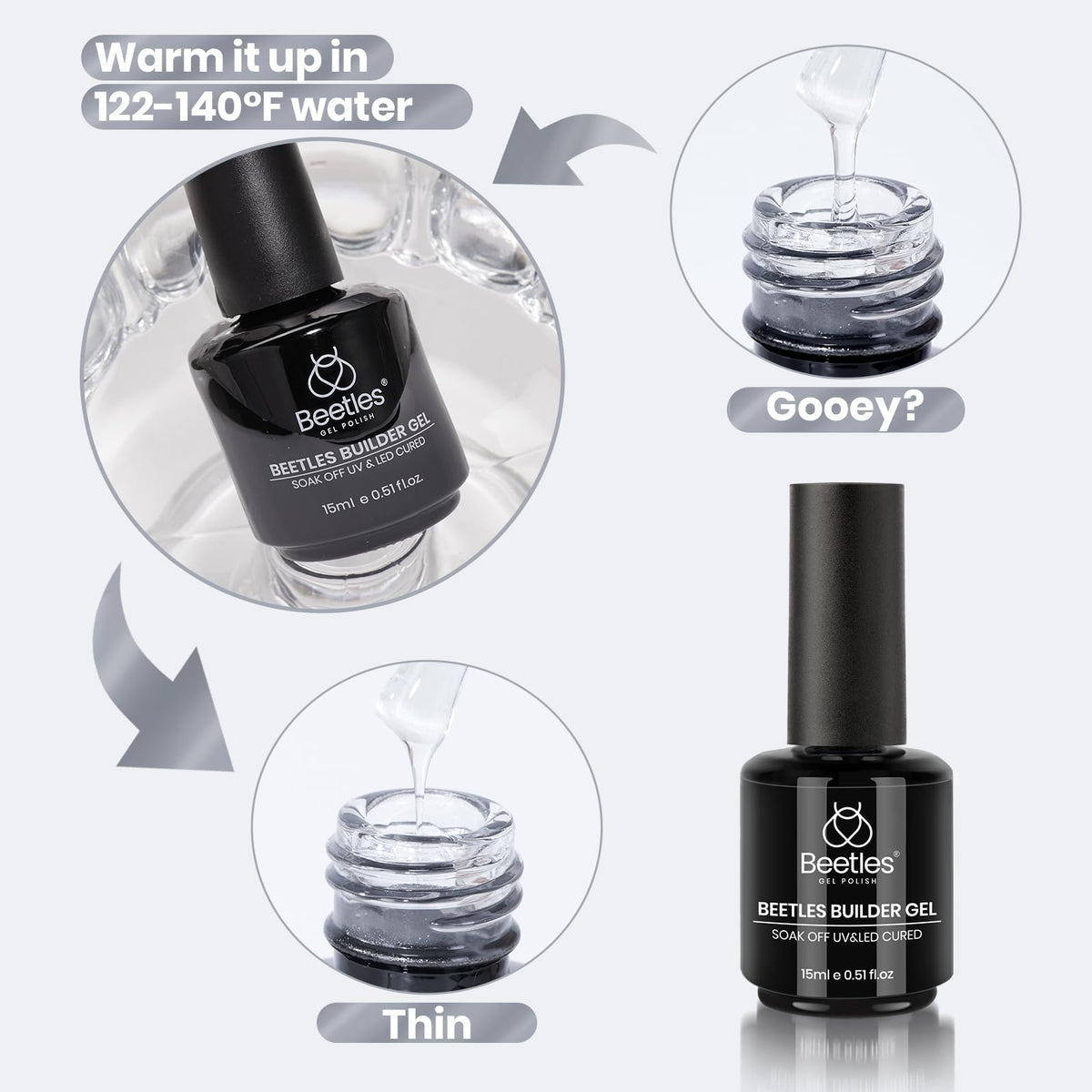 beetles Builder Gel for Nails 15ml with UV lamp setup