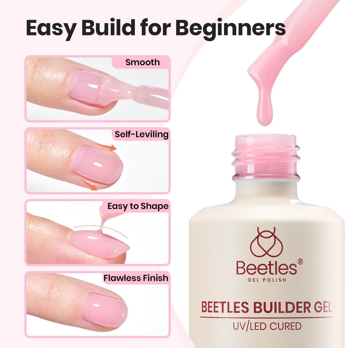 beetles Builder Gel Kit clear bottle with nail brush