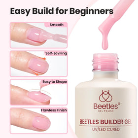 beetles Builder Gel Kit clear bottle with nail brush