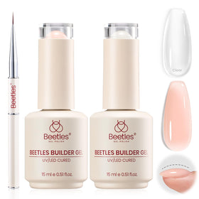 beetles Builder Gel Nail Kit clear and nude gels front view