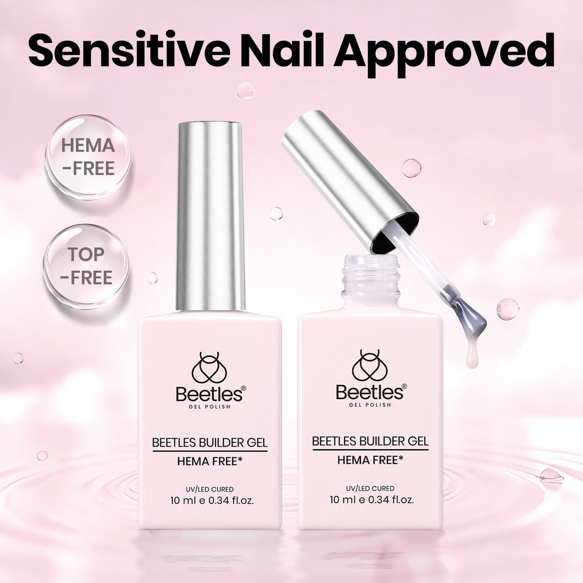 beetles Builder Gel Nail Kit clear bottle close-up