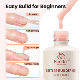 beetles Builder Gel Nail Kit nude gel bottle close-up