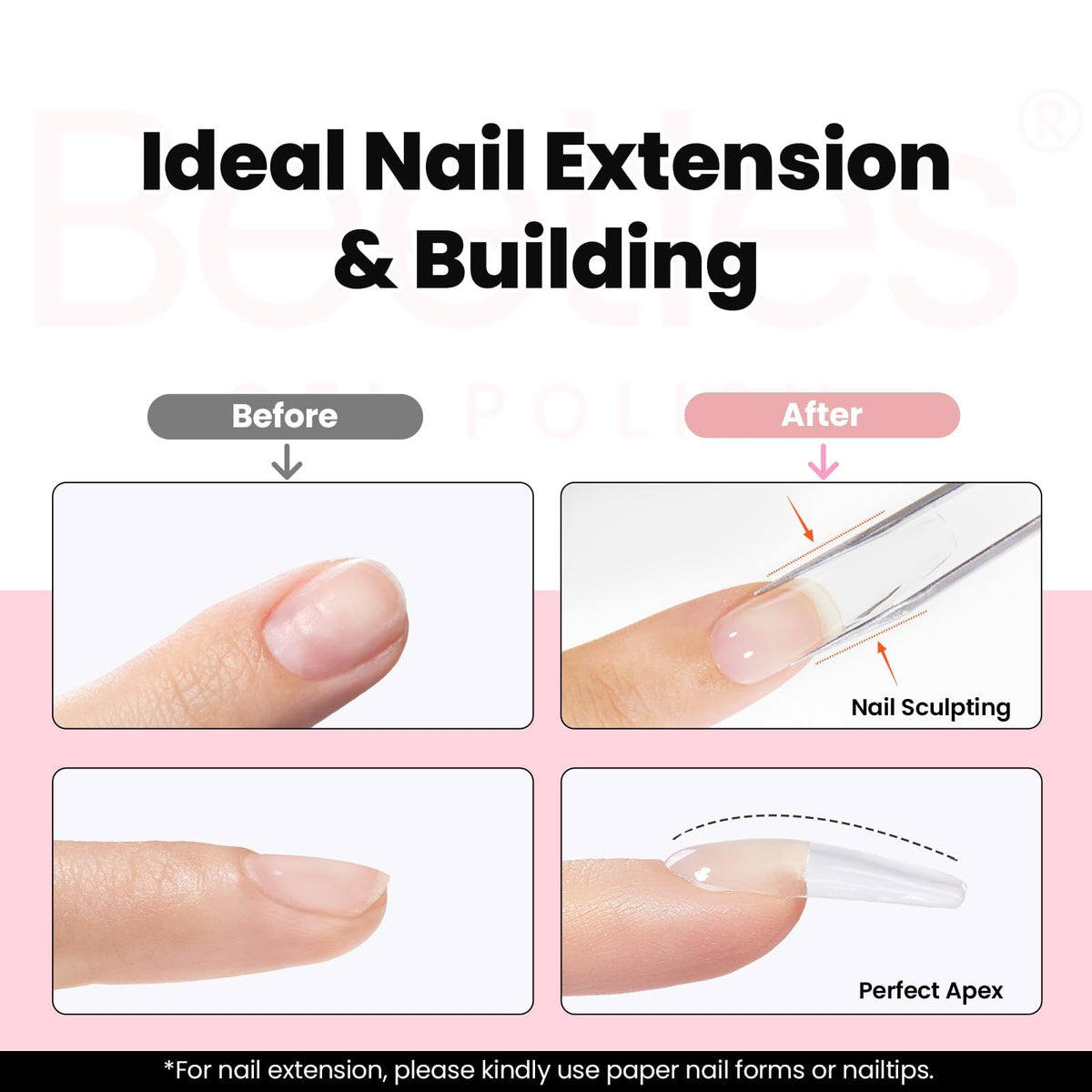 beetles Builder Gel set including glass cup and nail brush