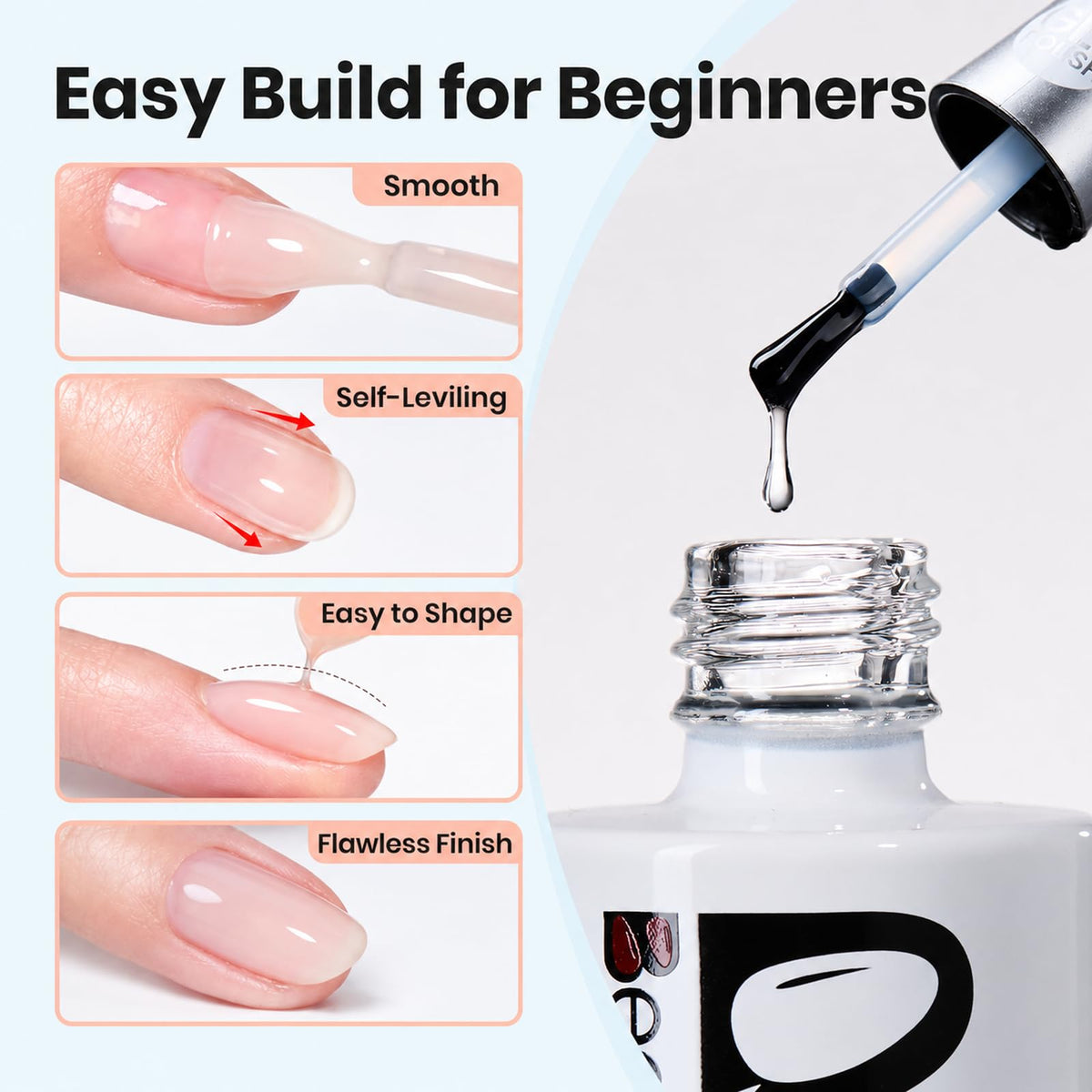 beetles Builder Gel showing smooth nail finish