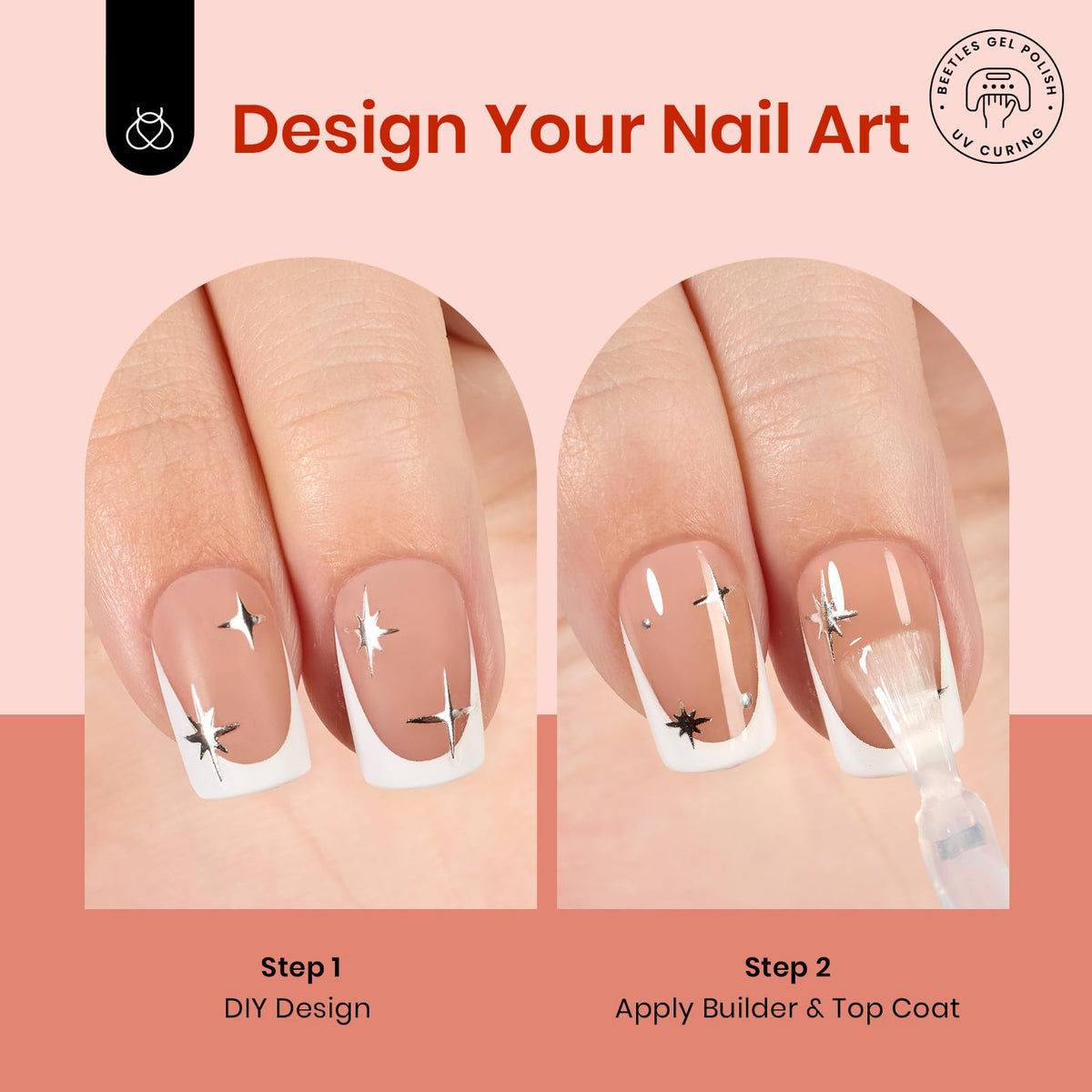 Beetles Builder Top Coat and Cuticle Oil in the nail kit