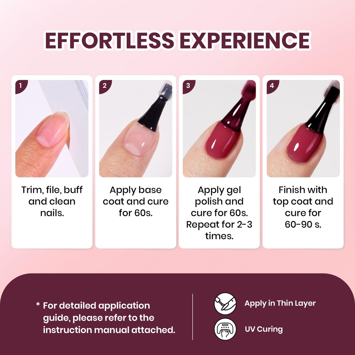 beetles Burgundy Red Gel Nail Polish on a nail art display