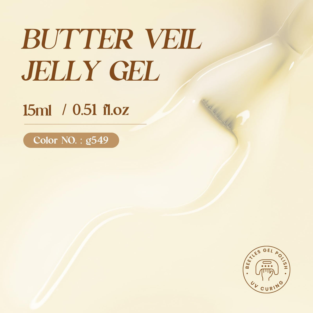 beetles Butter Veil Yellow Jelly Gel Nail Polish 15ML bottle side view