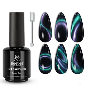 beetles Cat Eye Gel Nail Polish 15ML blue glitter front view