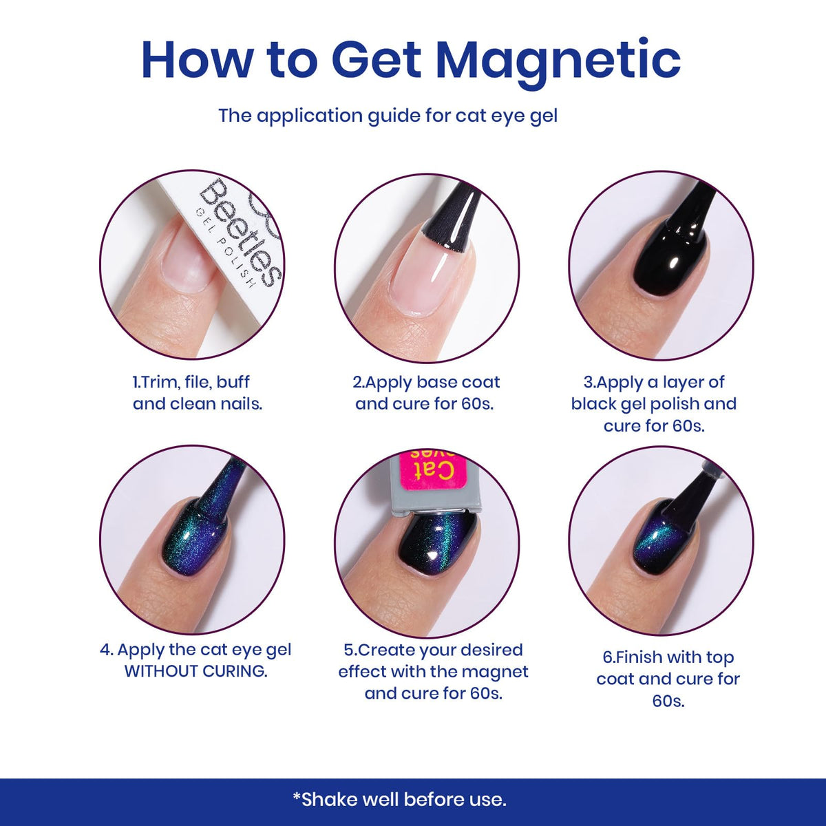 beetles Cat Eye Gel Nail Polish 15ML with nail art tools