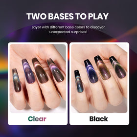 beetles Cat Eye Gel Nail Polish application process with black gel