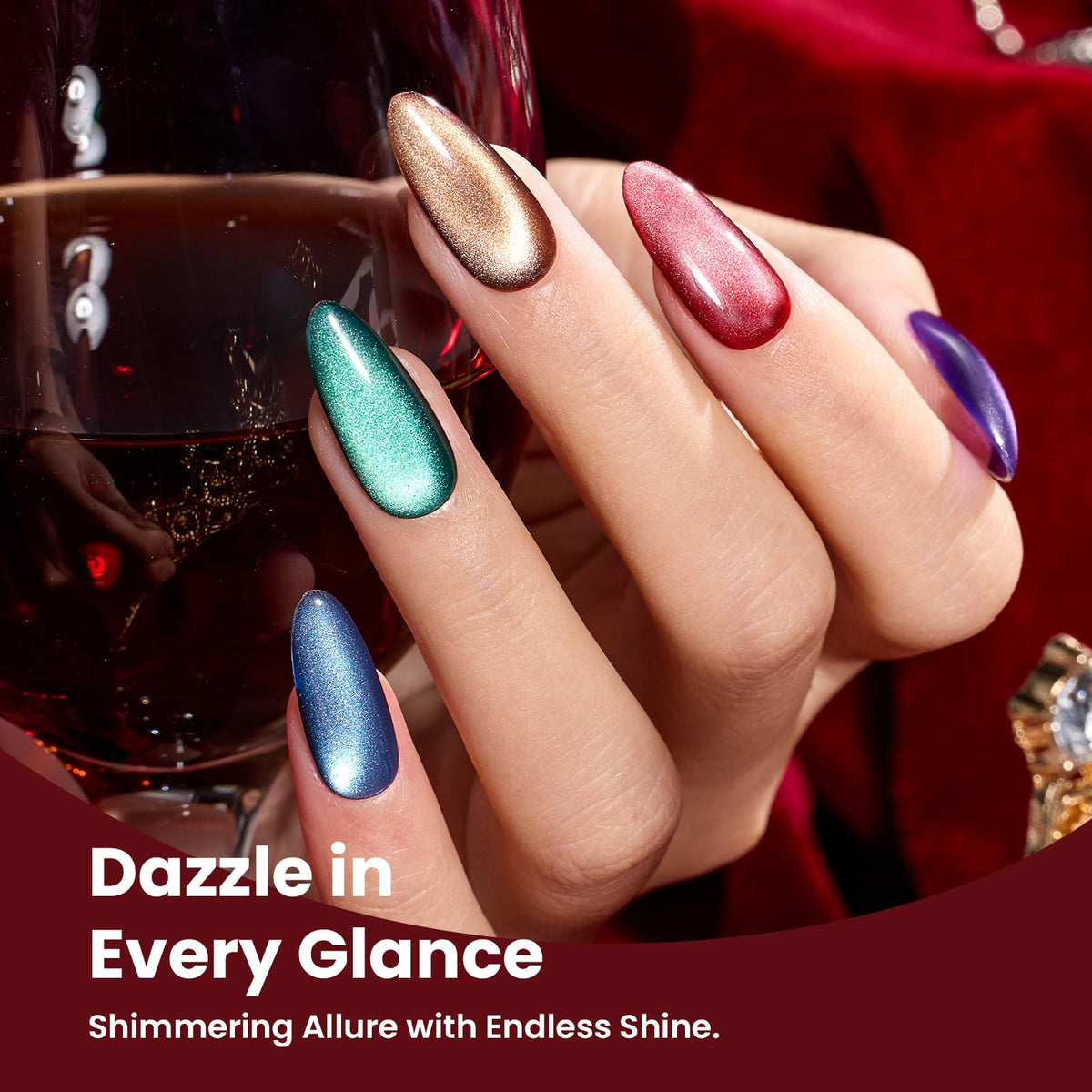 beetles Cat Eye Gel Nail Polish Burgundy shade bottle