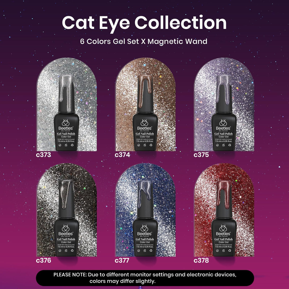 beetles Cat Eye Gel Nail Polish close-up of glitter effect