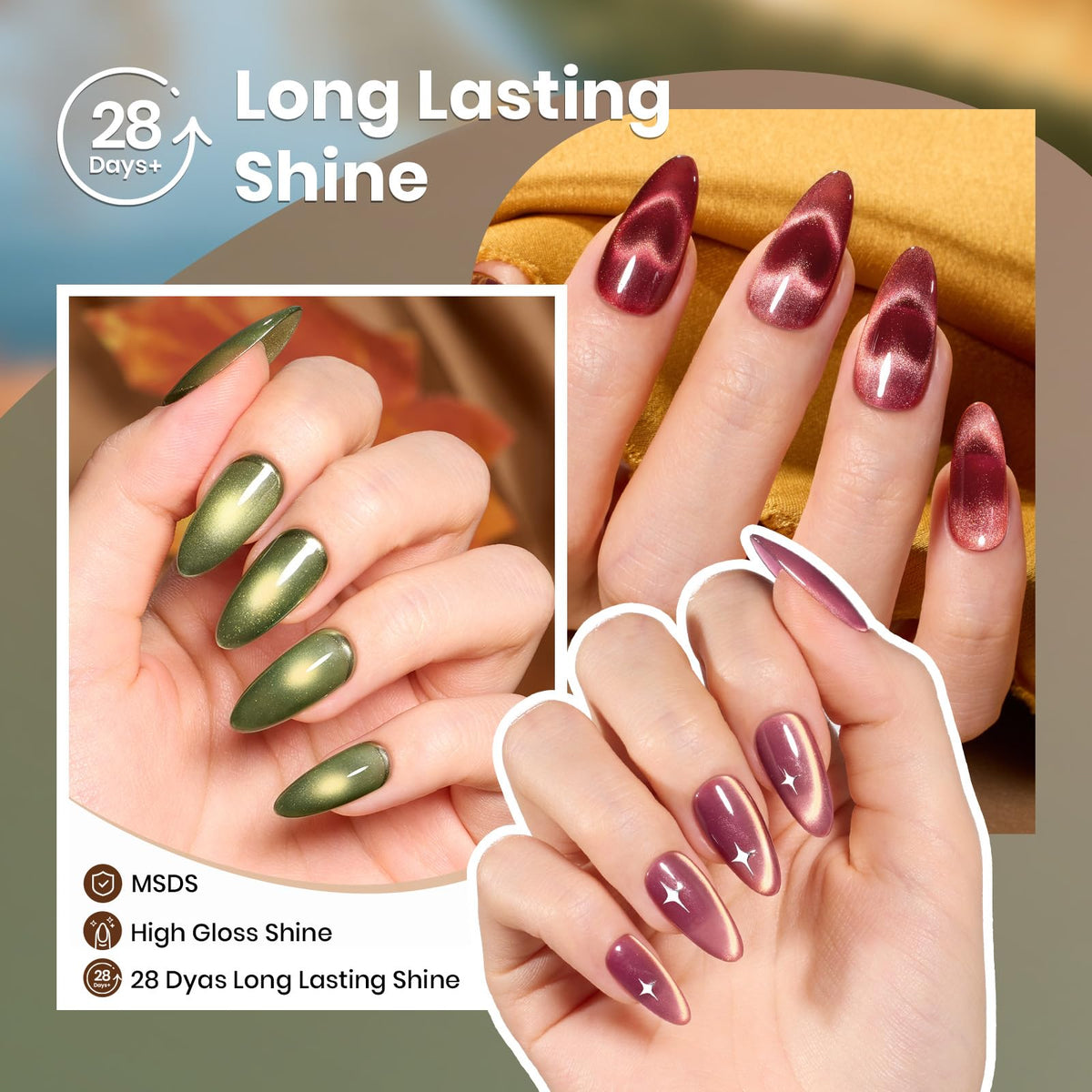 Beetles Cat Eye Gel Nail Polish golden brown shade
