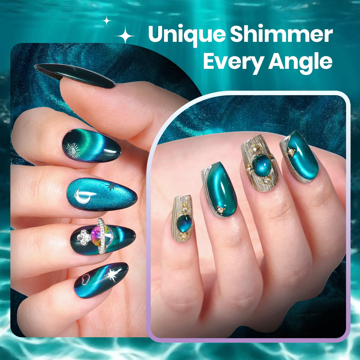 Beetles Cat Eye Gel Nail Polish in sunlight showing colour shift
