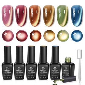 Beetles Cat Eye Gel Nail Polish Set 6 colours front view