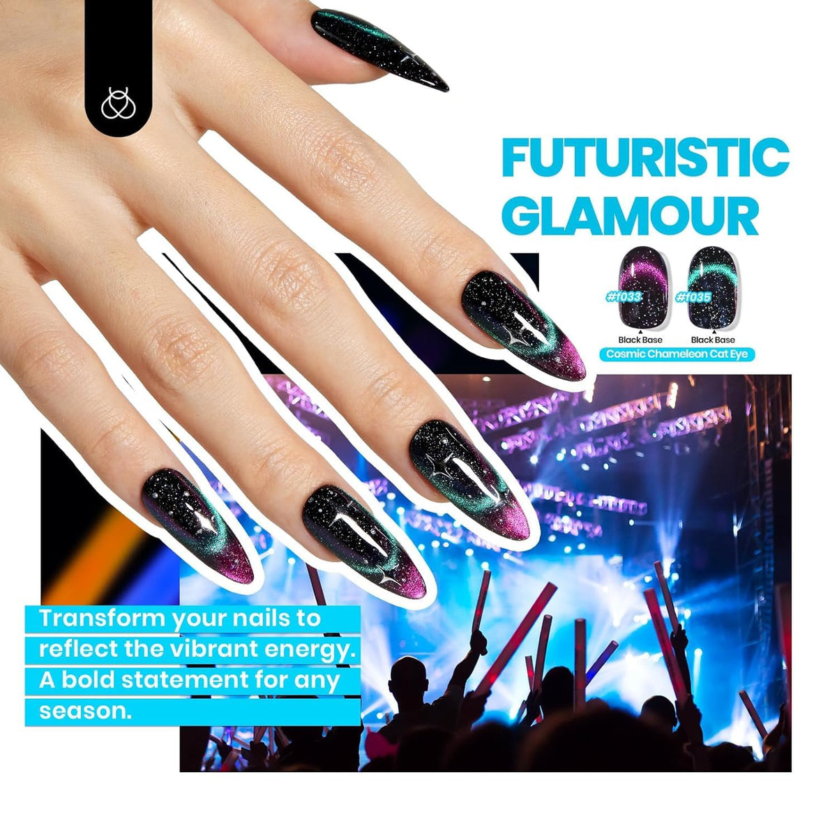 beetles Cat Eye Gel Nail Polish Set displayed with matte pouch