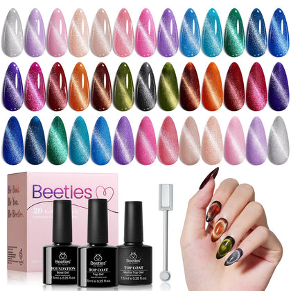 beetles Cat Eye Gel Nail Polish Set featuring 20 vibrant colours
