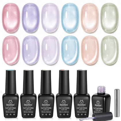 beetles Cat Eye Gel Nail Polish Set front view with six colours