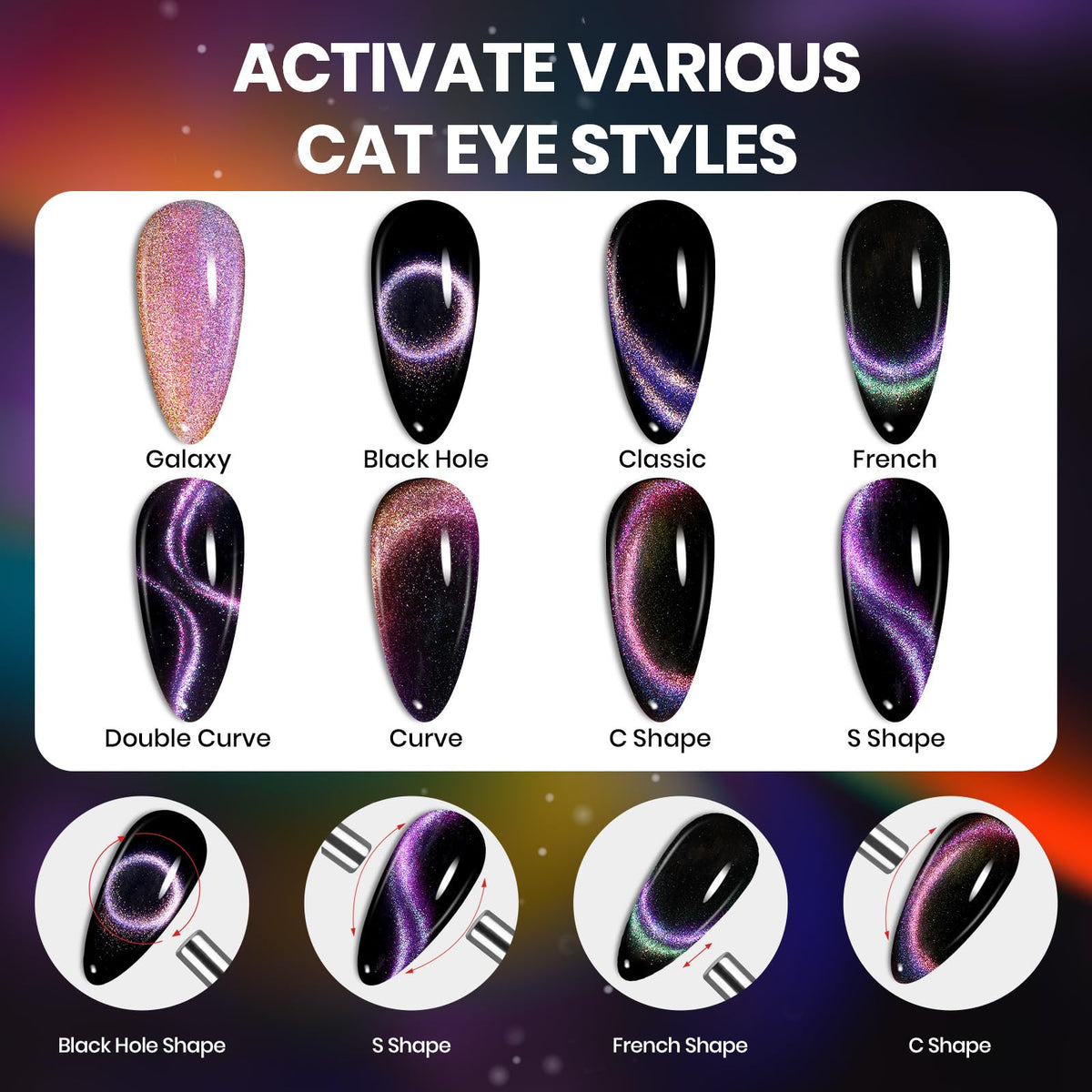 beetles Cat Eye Gel Nail Polish Set lifestyle scene