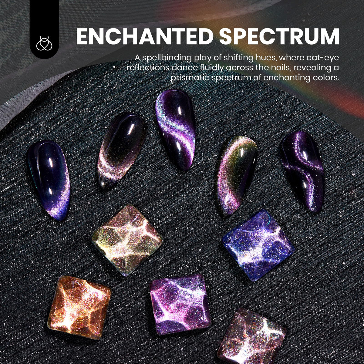 beetles Cat Eye Gel Nail Polish Set showing chameleon colour effects