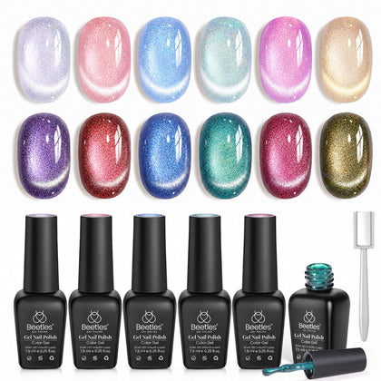 beetles Cat Eye Gel Nail Polish Set with 6 chameleon colours